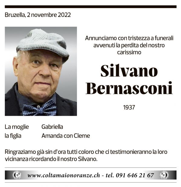 Annuncio funebre Silvano Bernasconi