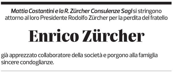 Annuncio funebre Enrico Zürcher