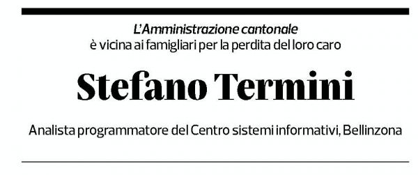 Annuncio funebre Stefano Termini