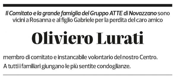 Annuncio funebre Oliviero Lurati