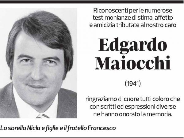 Annuncio funebre Edgardo Maiocchi