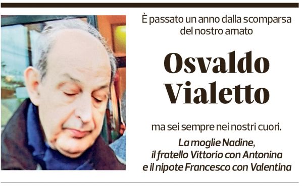 Annuncio funebre Osvaldo Vialetto