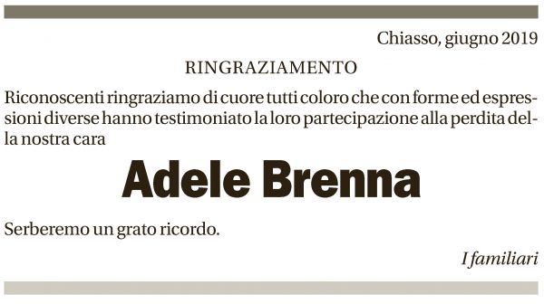 Annuncio funebre Adele Brenna