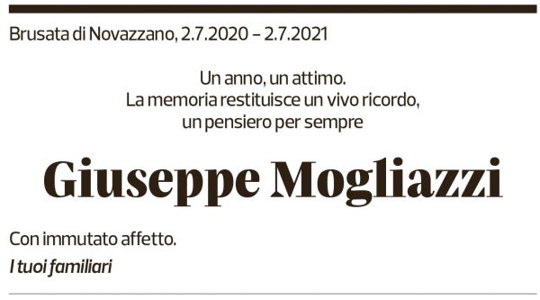 Annuncio funebre Giuseppe Mogliazzi