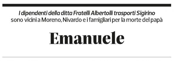 Annuncio funebre Emanuele Albertolli
