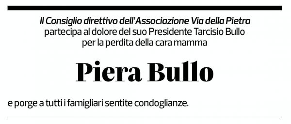 Annuncio funebre Piera Bullo