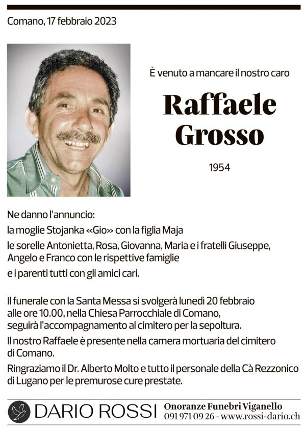 Annuncio funebre Raffaele Grosso