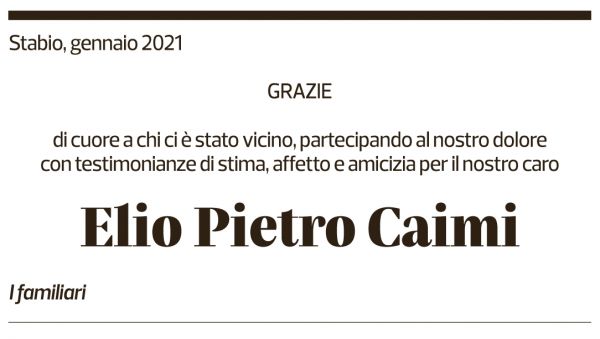 Annuncio funebre Elio Pietro Caimi