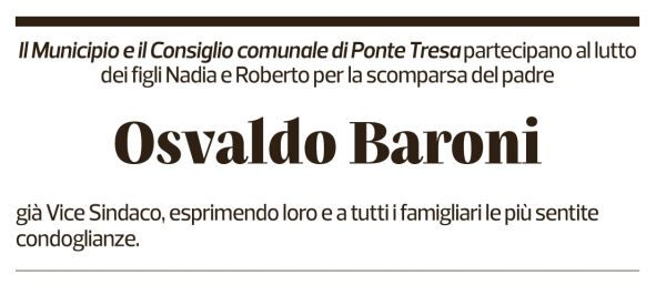 Annuncio funebre Osvaldo Baroni