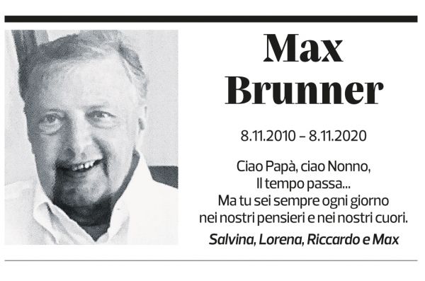 Annuncio funebre Max Brunner