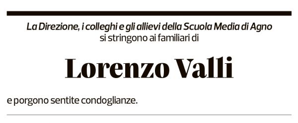 Annuncio funebre Lorenzo Valli