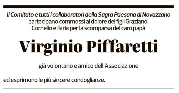 Annuncio funebre Virginio Piffaretti