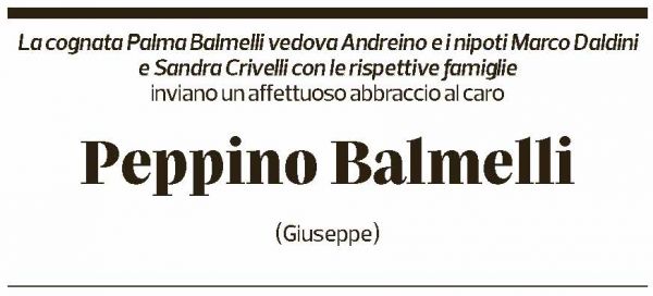 Annuncio funebre Giuseppe Balmelli