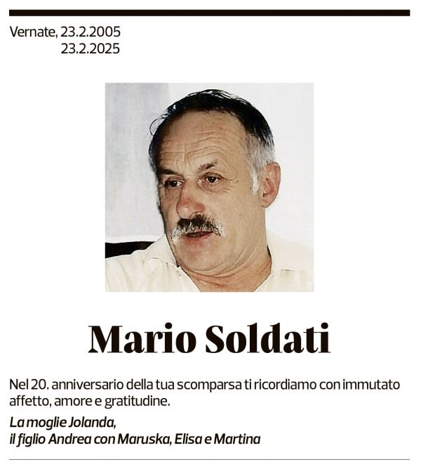 Annuncio funebre Mario Soldati