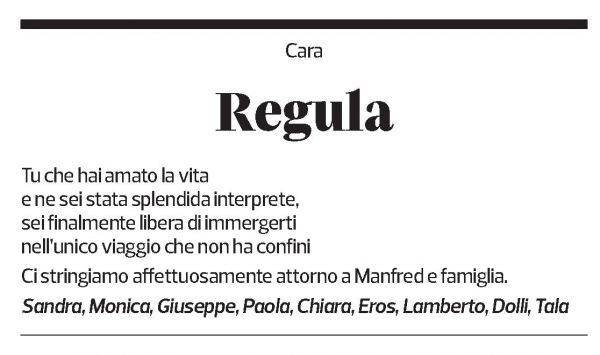 Annuncio funebre Regula Gnosca