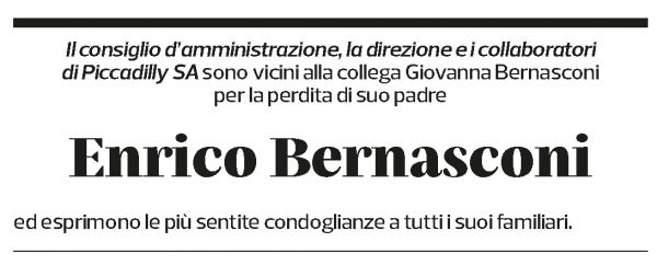 Annuncio funebre Enrico Bernasconi
