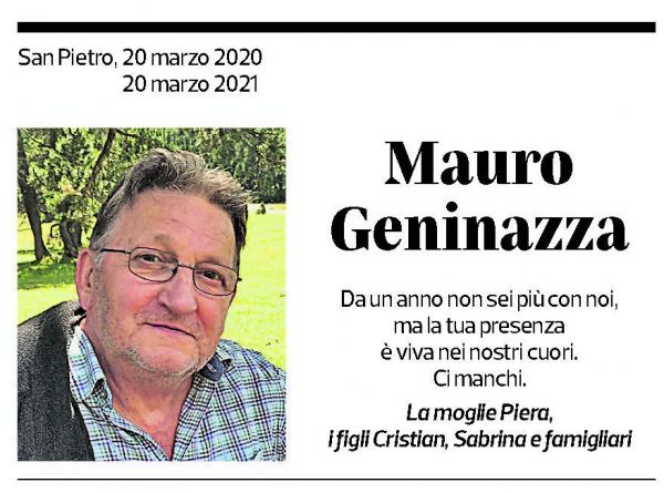 Annuncio funebre Mauro Geninazza