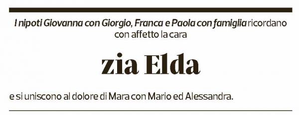 Annuncio funebre Elda Postizzi