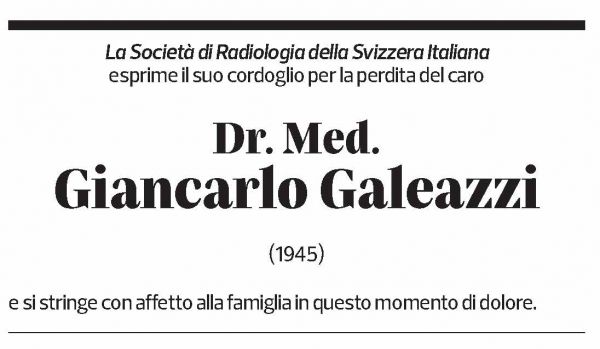 Annuncio funebre Giancarlo Galeazzi