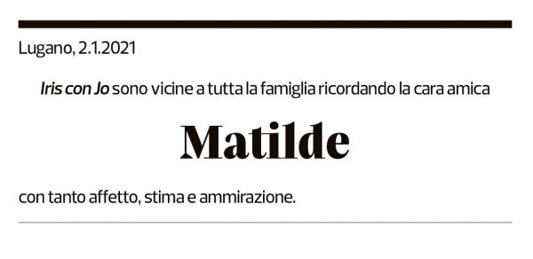 Annuncio funebre Matilde Bonetti Soldati