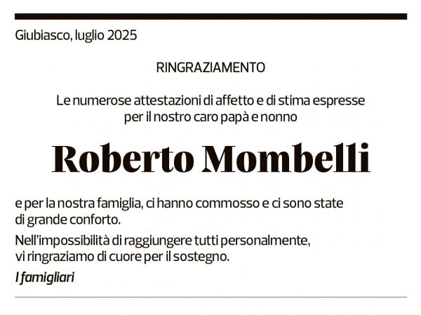 Annuncio funebre Roberto Mombelli