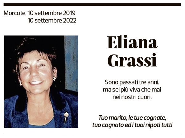 Annuncio funebre Eliana Grassi