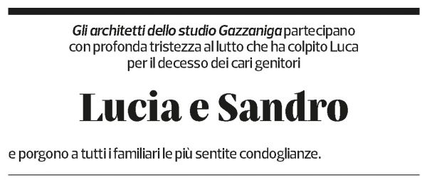Annuncio funebre Lucia Sandro