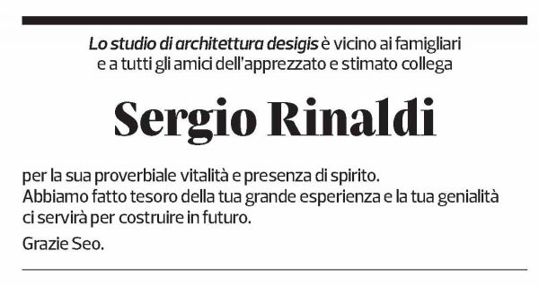 Annuncio funebre Sergio Rinaldi