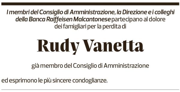 Annuncio funebre Rudy Vanetta