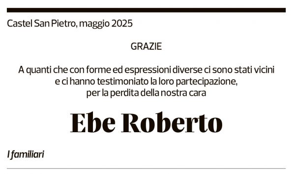 Annuncio funebre Ebe Roberto
