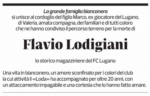 Annuncio funebre Flavio Lodigiani
