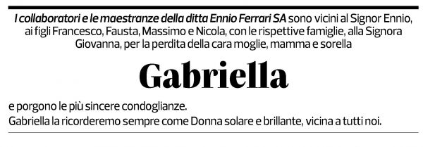 Annuncio funebre Gabriella Clelia Antonia Ferrari
