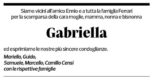 Annuncio funebre Gabriella Clelia Antonia Ferrari