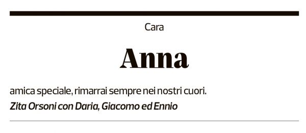 Annuncio funebre Anna Gallinelli-facco