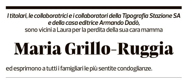 Annuncio funebre Maria Grillo-ruggia