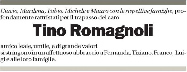 Annuncio funebre Tino Romagnoli