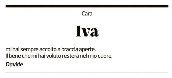 Annuncio funebre Iva Invernizzi