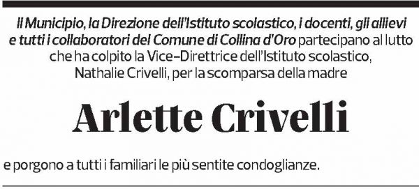 Annuncio funebre Arlette Crivelli