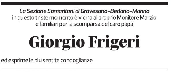 Annuncio funebre Giorgio Frigeri