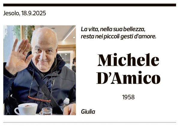 Annuncio funebre Michele D'amico