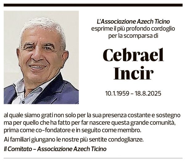 Annuncio funebre Cebrael Incir