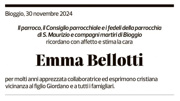 Annuncio funebre Emma Bellotti-rossetto