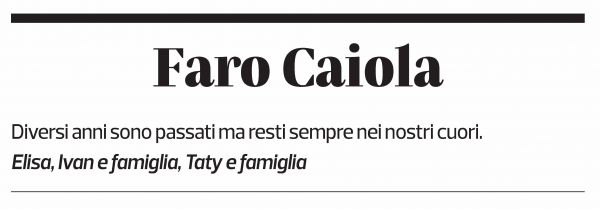 Annuncio funebre Faro Caiola