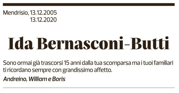 Annuncio funebre Ida Bernasconi-butti