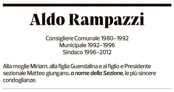 Annuncio funebre Aldo Rampazzi