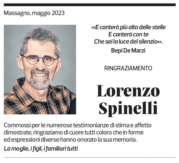 Annuncio funebre Lorenzo Spinelli