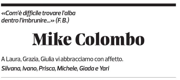 Annuncio funebre Michele Colombo