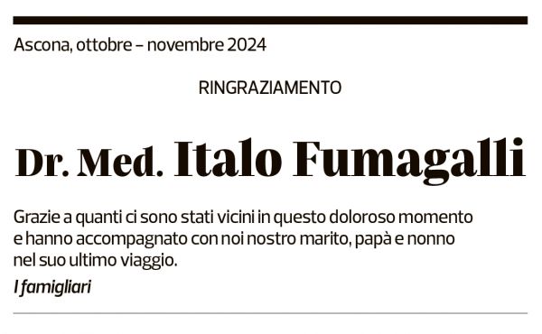 Annuncio funebre Italo Fumagalli