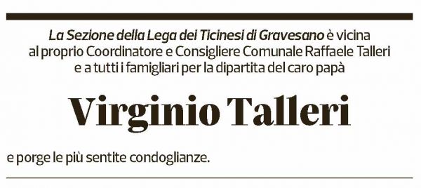 Annuncio funebre Virginio Talleri