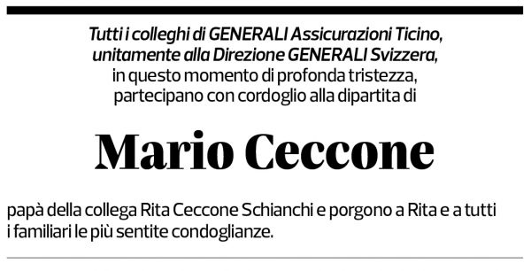 Annuncio funebre Mario Ceccone